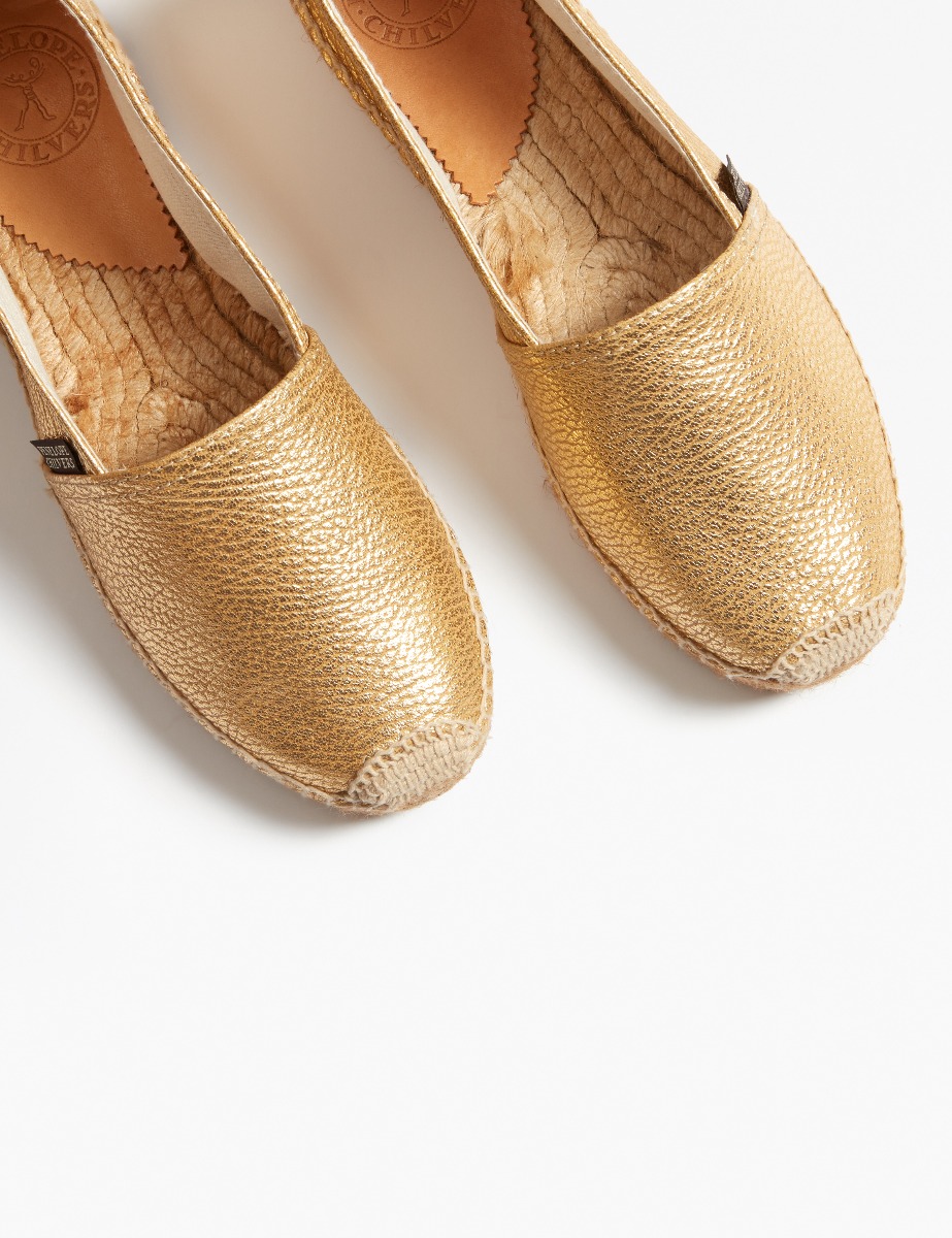 metallic espadrille flats